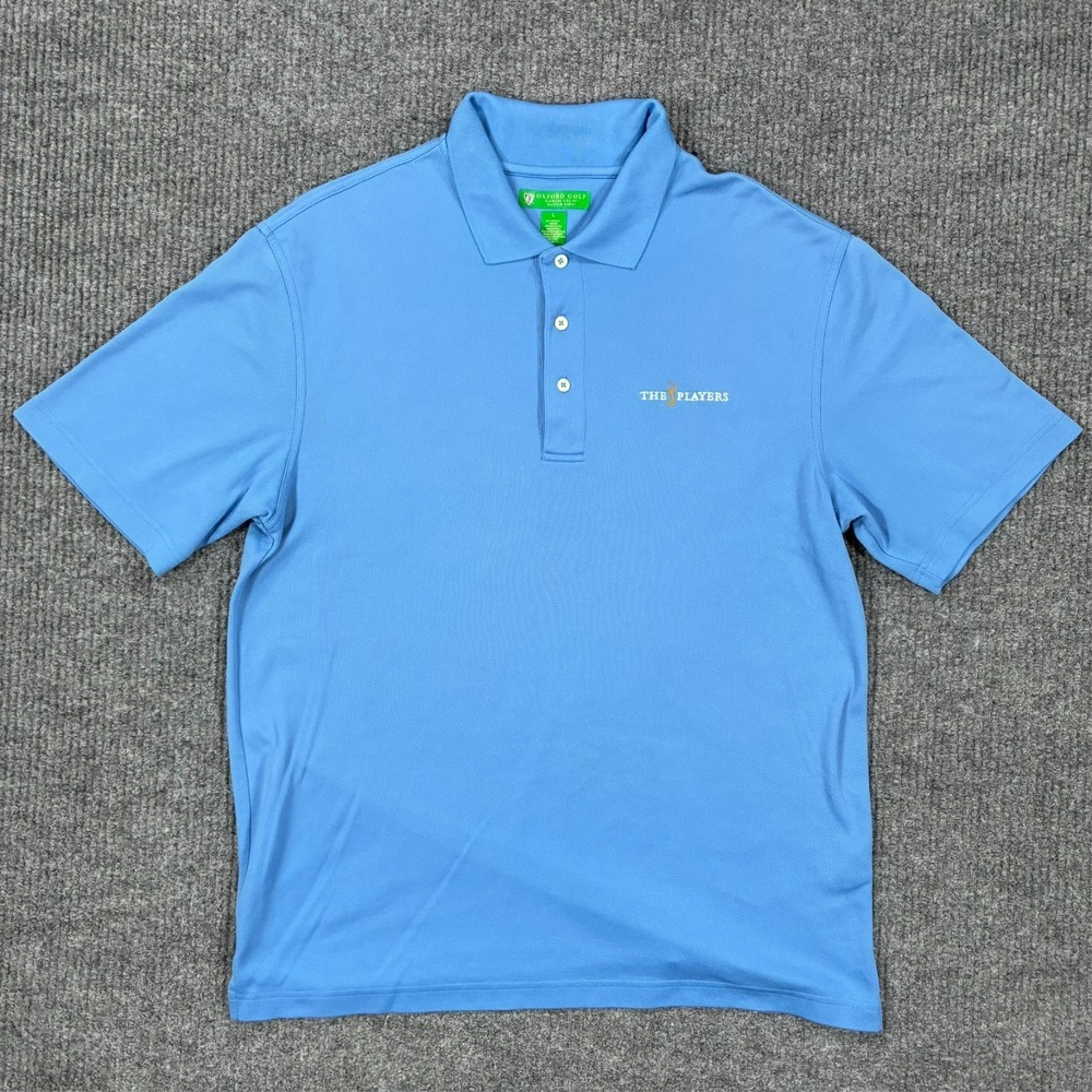 Oxford Golf Mens Polo Shirt Size L Blue Earth Tech Super Dry Short Sleeve